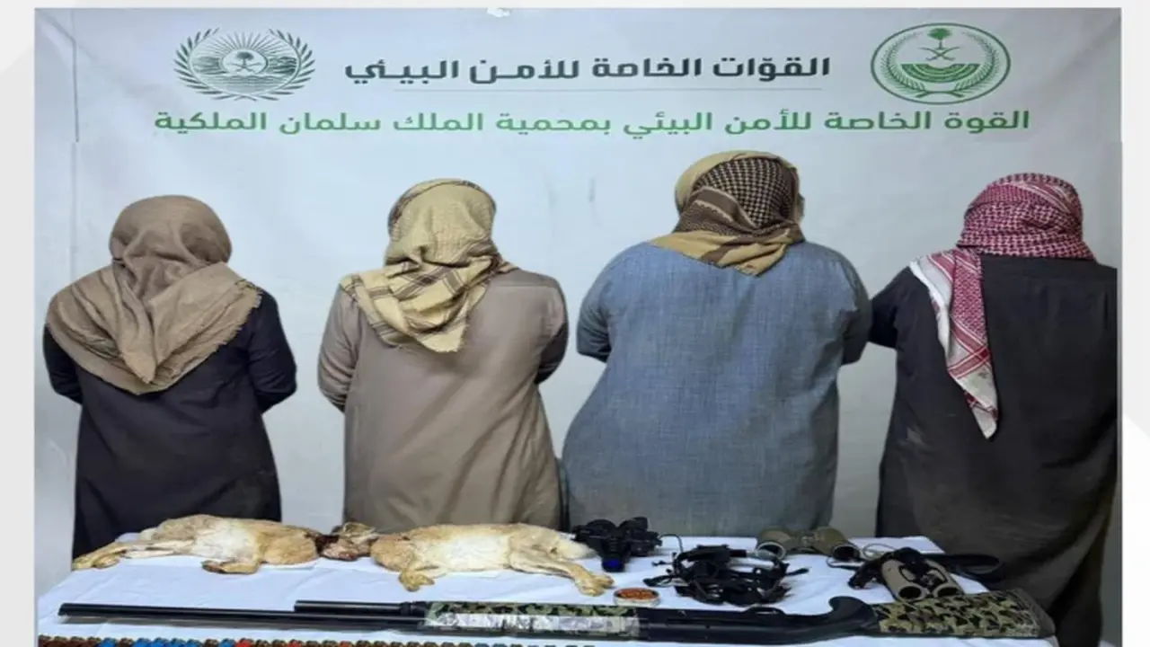 القبض على 4 مواطنين بتهمة مخالفة الصيد داخل محمية الملك سلمان الملكية